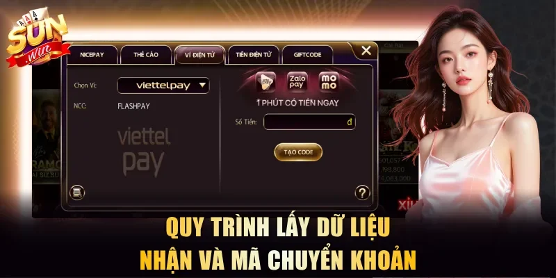 Quy trình lấy dữ liệu nhận và mã chuyển khoản